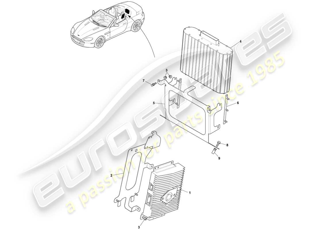 aston martin v8 vantage (2007) amplificateurs b&o, diagramme des pièces du roadster