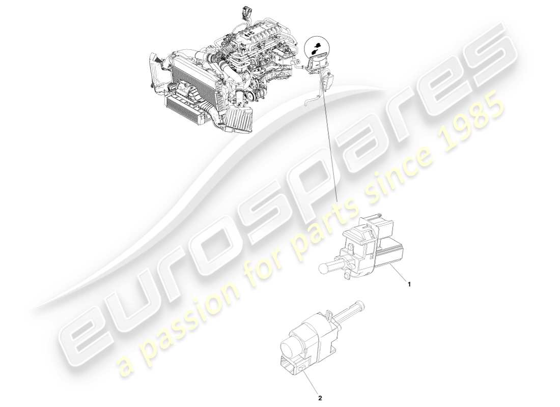 aston martin v8 vantage (2007) schéma des pièces du commutateur de pédale d'embrayage