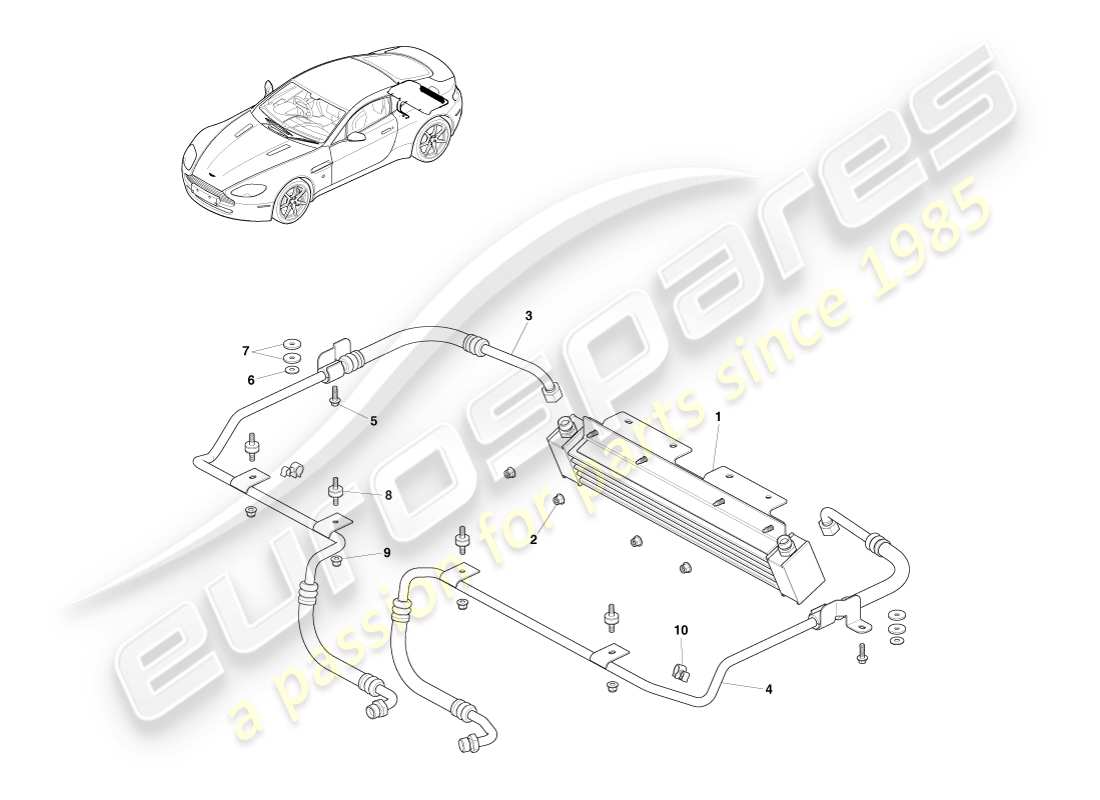 aston martin v8 vantage (2005) schéma des pièces du refroidisseur de transmission
