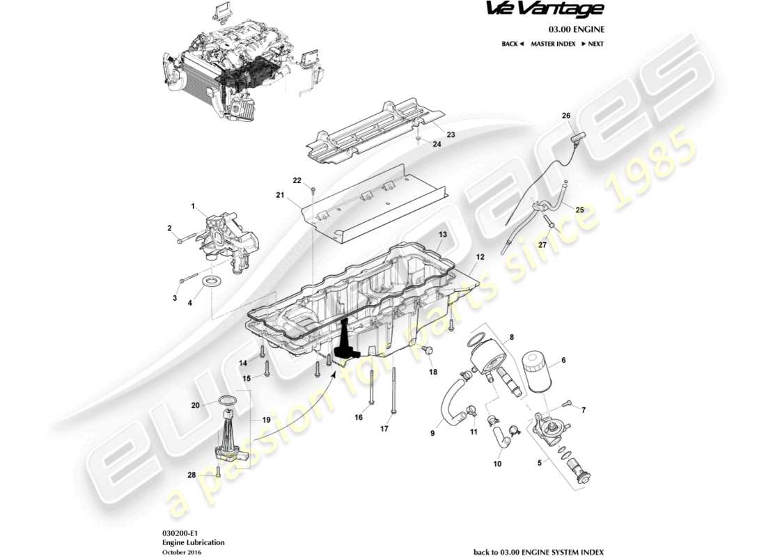 aston martin v12 vantage (2013) lubrification du moteur schéma des pièces