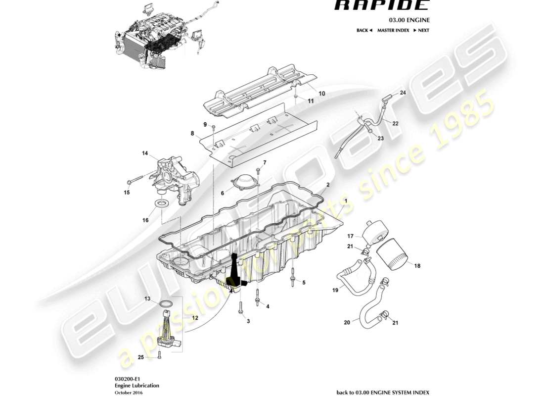 aston martin rapide (2012) lubrification du moteur schéma des pièces