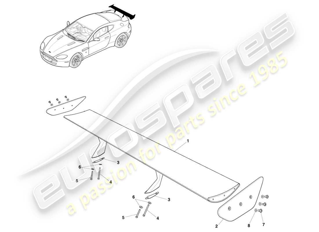 aston martin v8 vantage (2005) spoiler arrière schéma des pièces