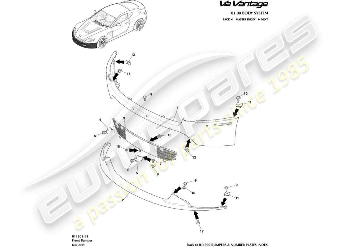 un schéma de pièces du catalogue de pièces aston martin v12 vantage (2013)