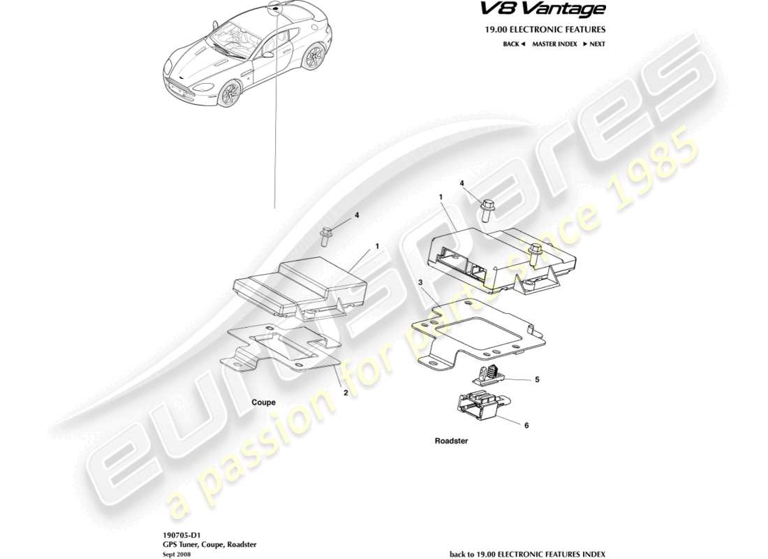 un schéma de pièces du catalogue de pièces aston martin v8 vantage (2012)