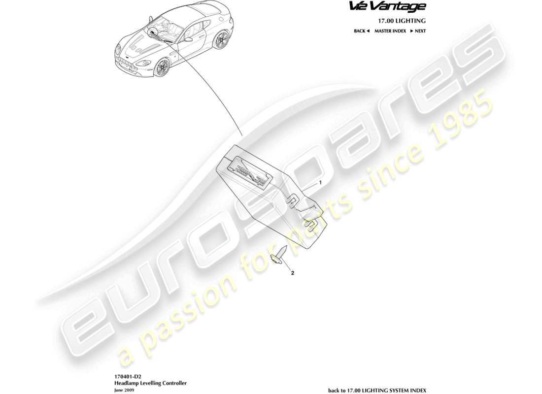 un schéma de pièces du catalogue de pièces aston martin v12 vantage (2010)