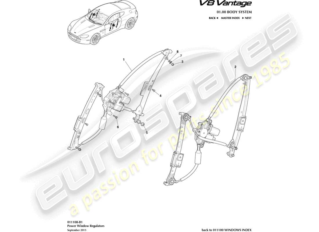 un schéma de pièces du catalogue de pièces aston martin vantage gt8