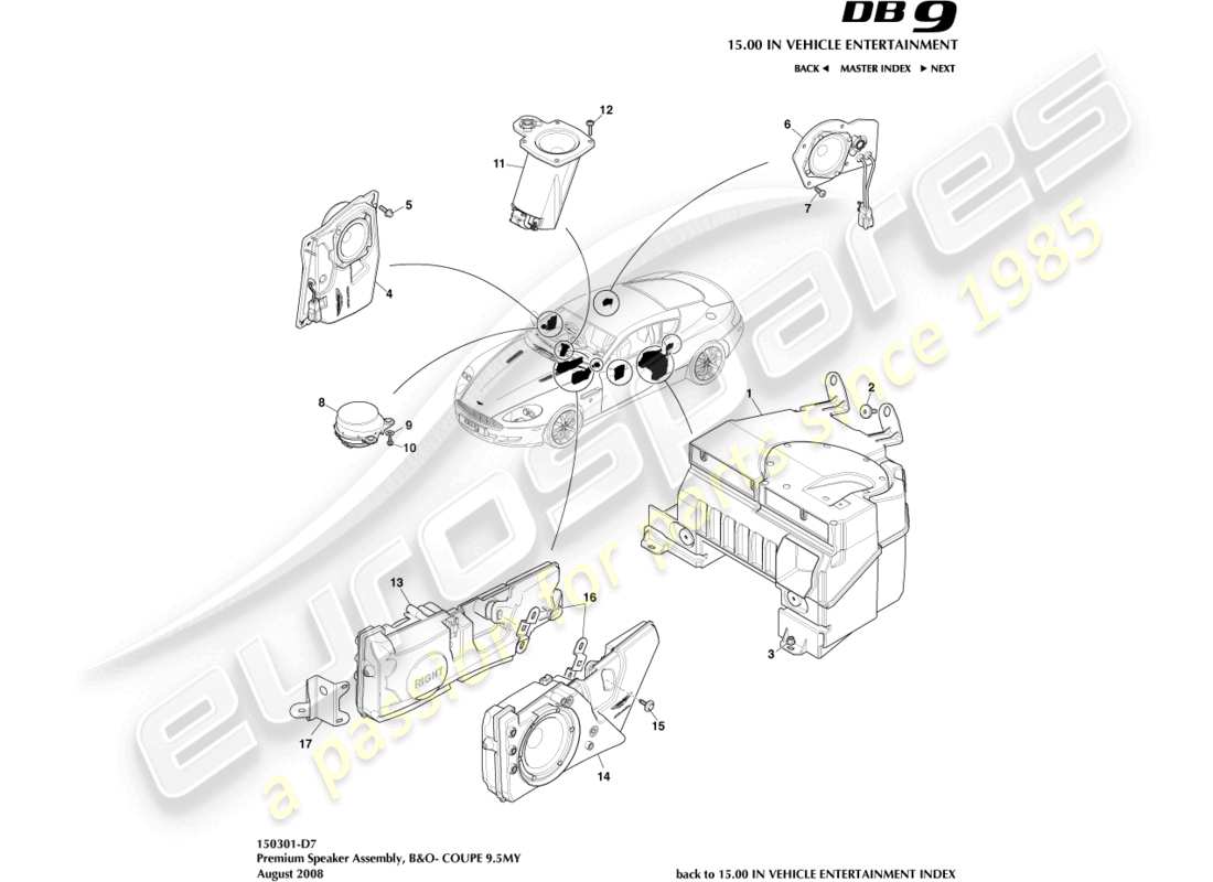 un schéma de pièces du catalogue de pièces aston martin db9 (2011)