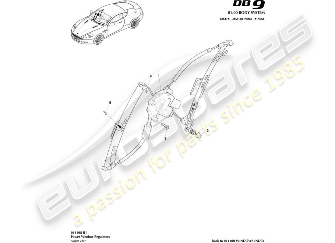 un schéma de pièces du catalogue de pièces aston martin db9 (2005)