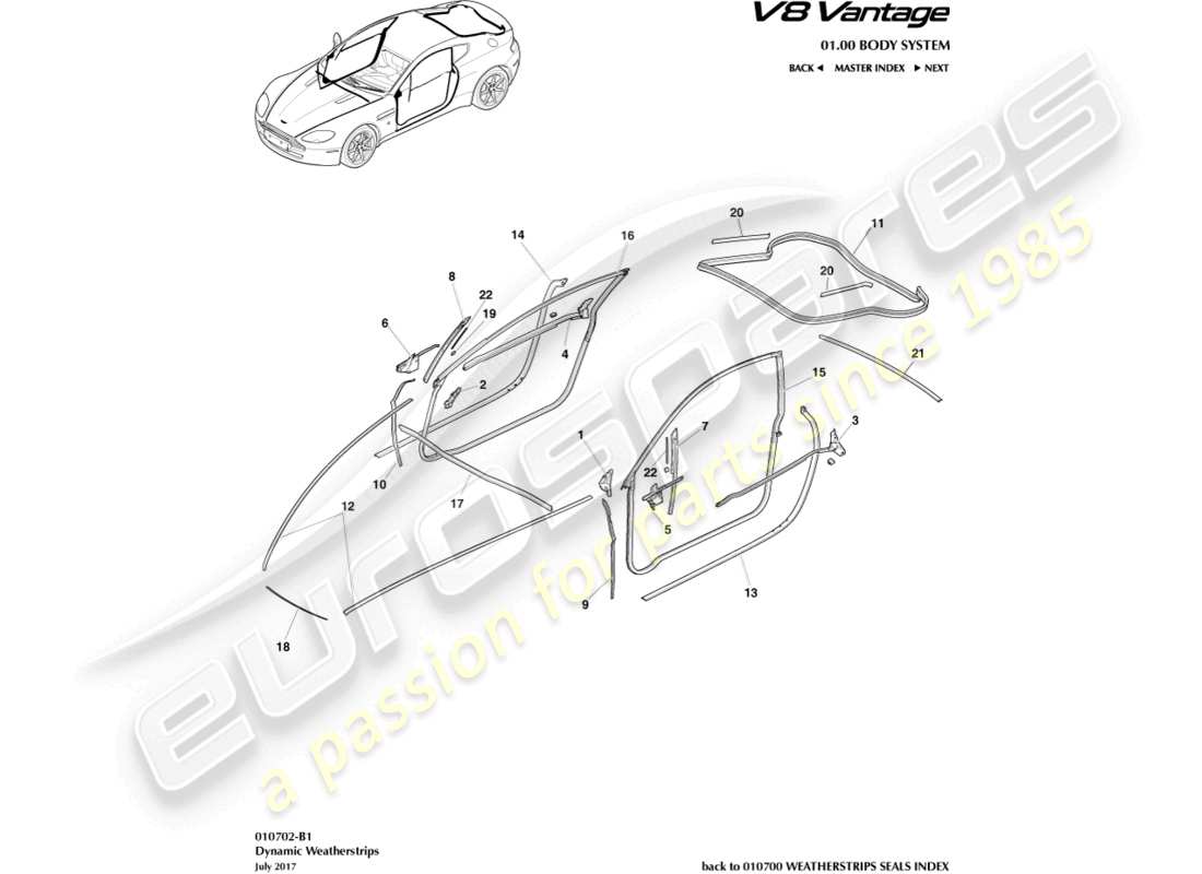 aston martin v8 vantage (2018) coupe-froid dynamique, diagramme de pièce du coupé