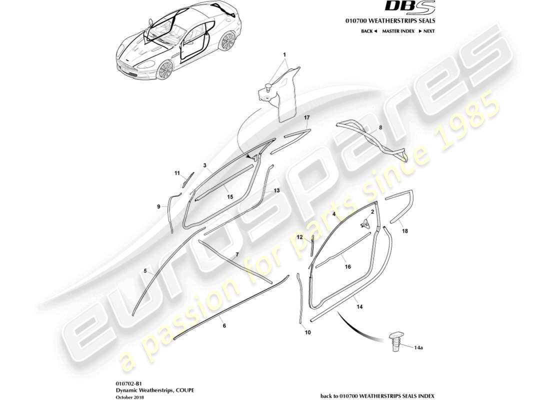 aston martin dbs (2010) coupe-froid dynamique, diagramme de pièce du coupé