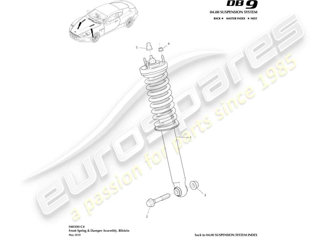 aston martin db9 (2011) ressort et amortisseur avant, 09my sur le diagramme de pièce