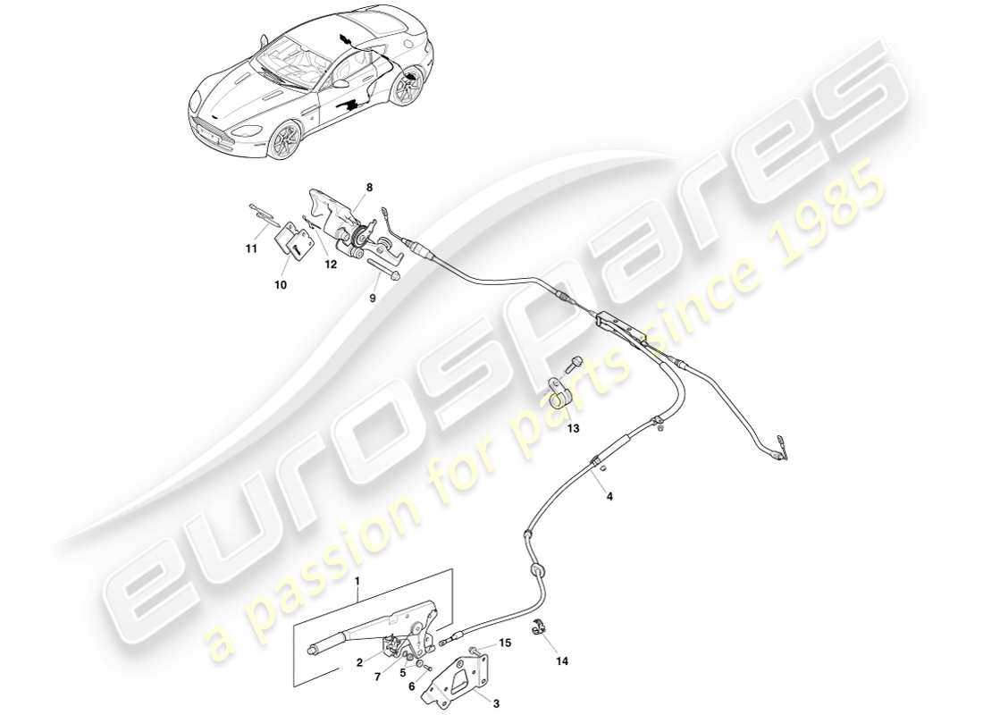 aston martin v8 vantage (2005) frein de stationnement, diagramme de pièces lhd