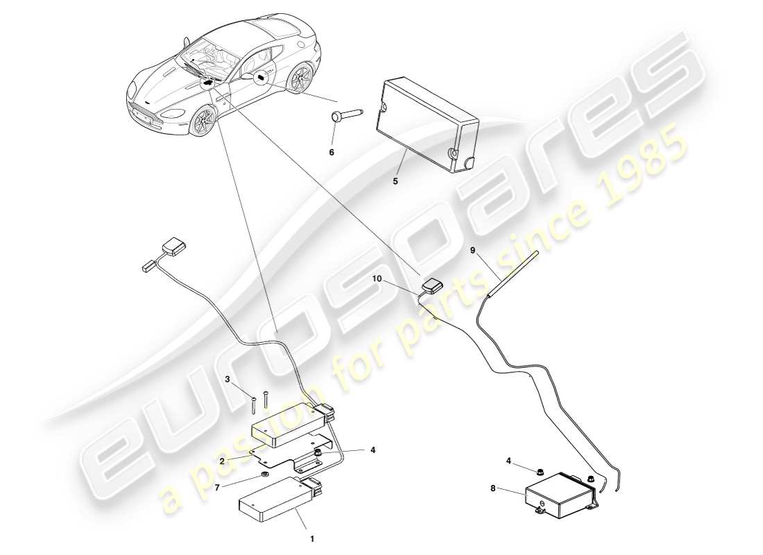 aston martin v8 vantage (2005) diagramme des pièces du tracker