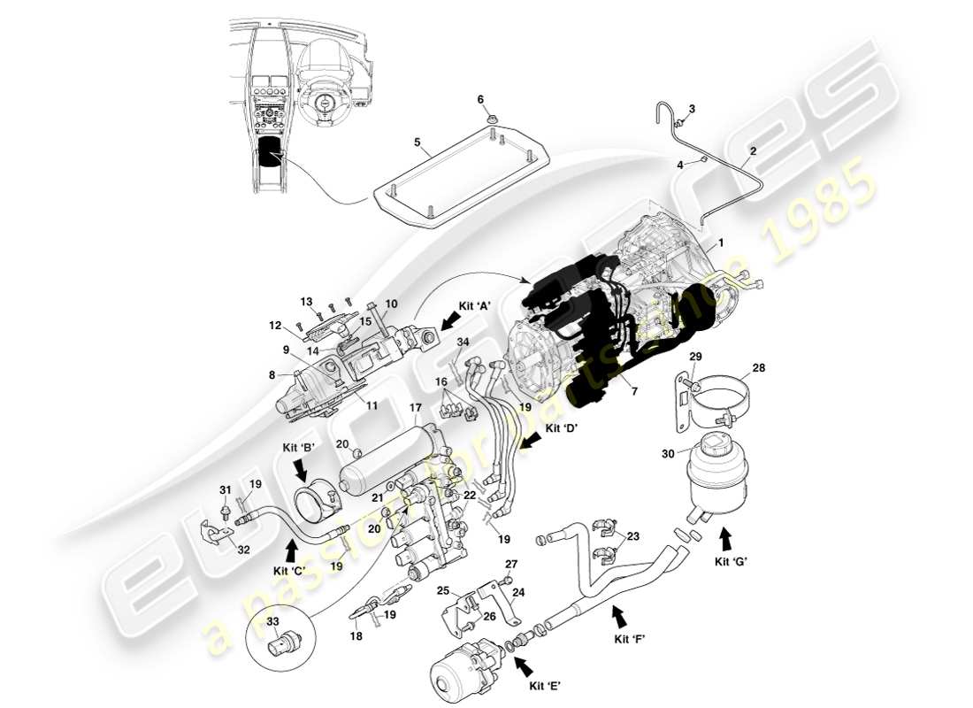 aston martin v8 vantage (2005) sportshift, schéma de pièces à 6 vitesses