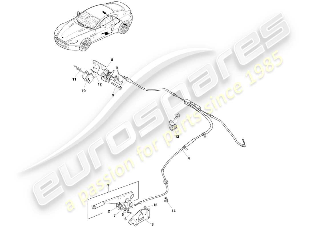 aston martin v8 vantage (2007) frein de stationnement, diagramme de pièces lhd