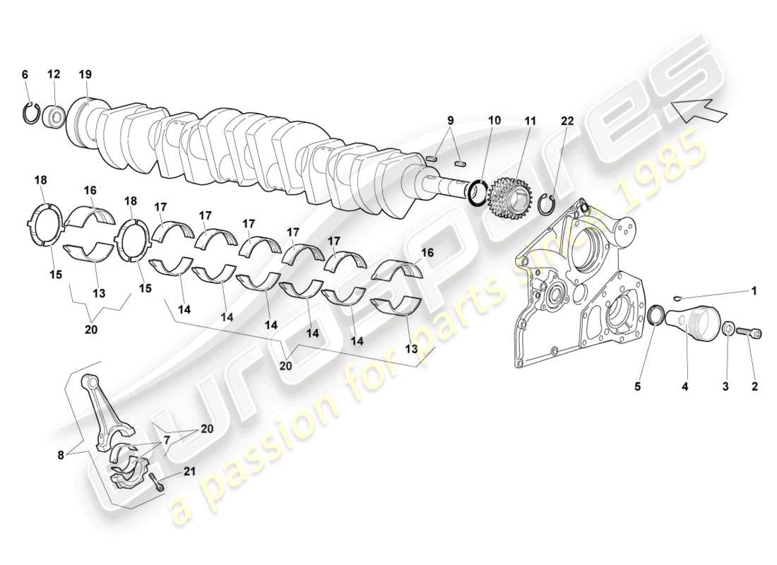 lamborghini lp640 roadster (2007) diagramme de pièce de vilebrequin