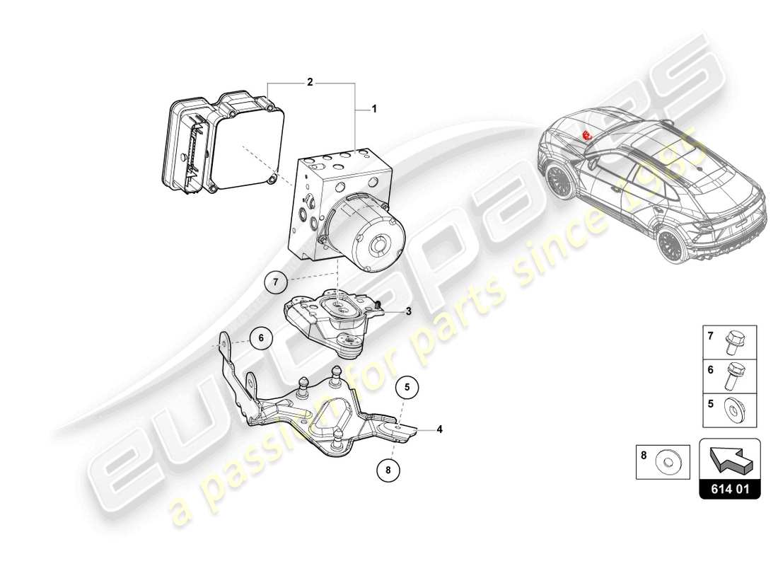 lamborghini urus (2021) unité abs avec unité de commande schéma des pièces