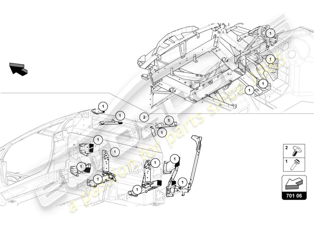 lamborghini countach lpi 800-4 (2022) fixations diagramme des pièces