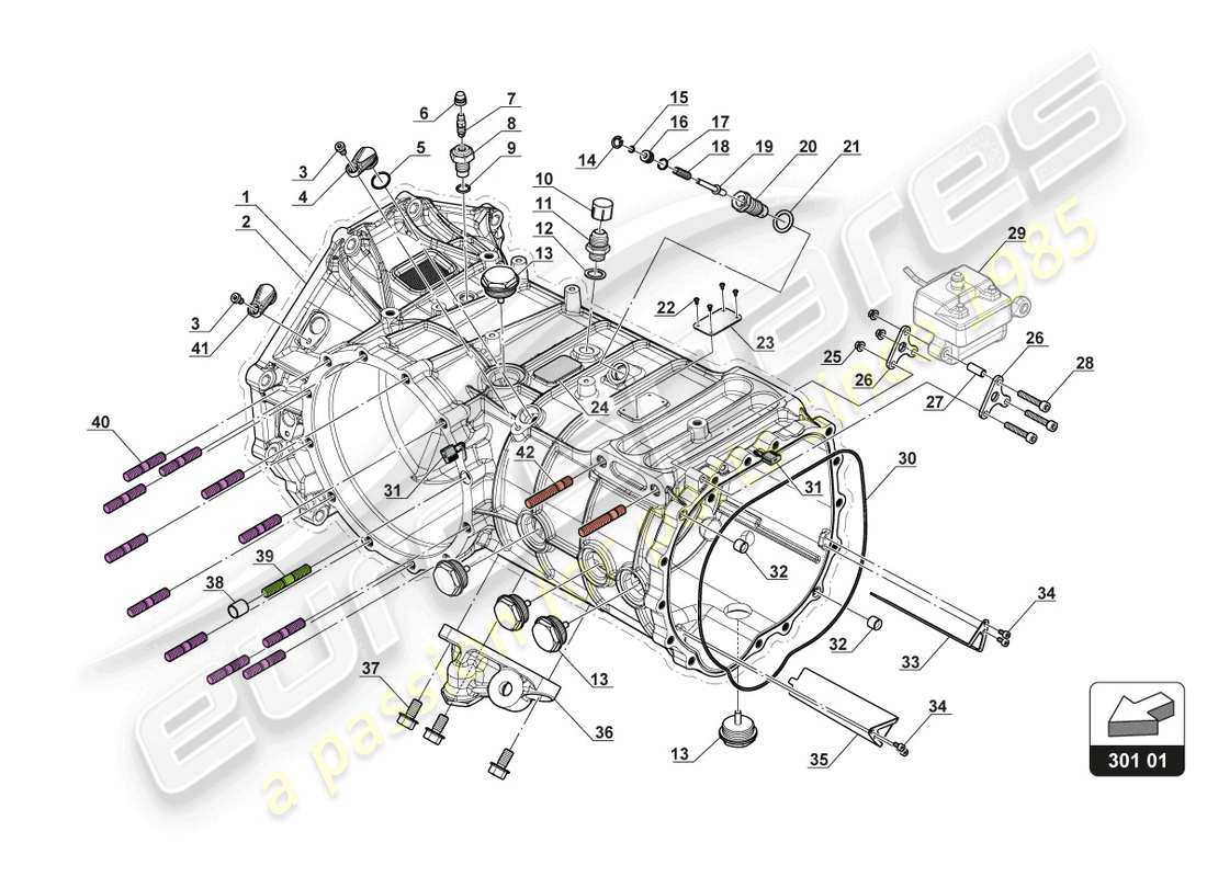 lamborghini gt3 (2017) carter de transmission schéma des pièces
