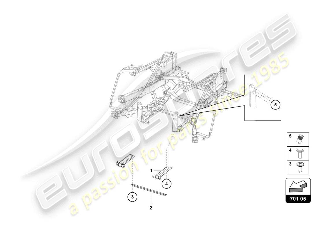 lamborghini countach lpi 800-4 (2022) partie arrière du cadre de garniture schéma des pièces