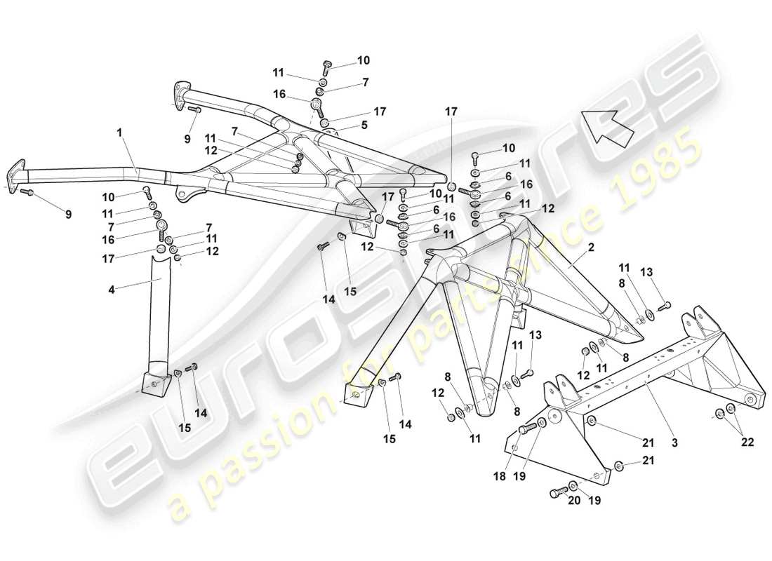 lamborghini lp640 roadster (2008) diagramme des pièces du cadre