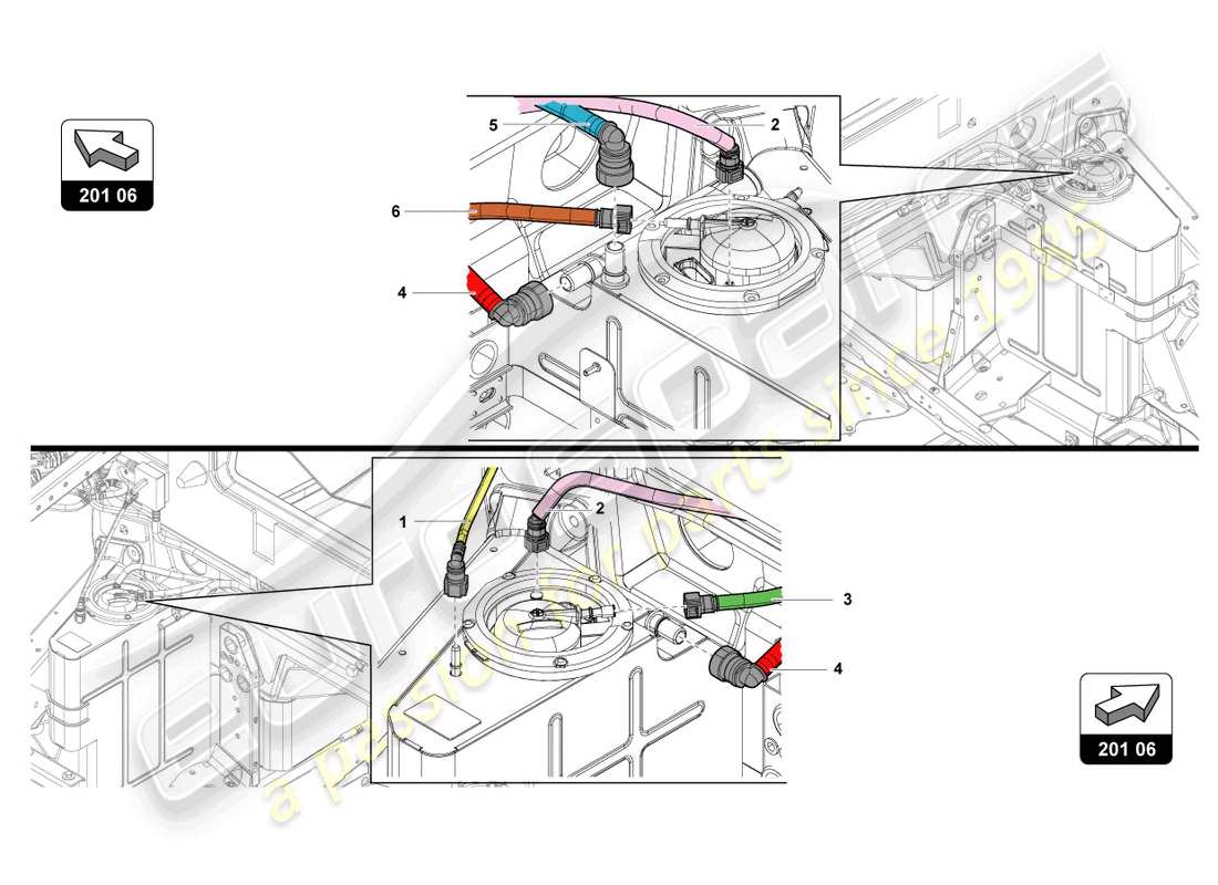 lamborghini lp770-4 svj roadster (2022) système d'alimentation en carburant schéma des pièces