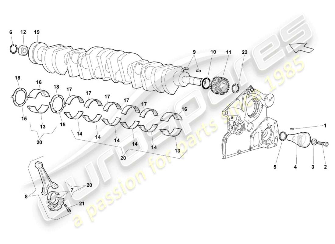 lamborghini lp640 coupe (2009) diagramme de pièce de vilebrequin