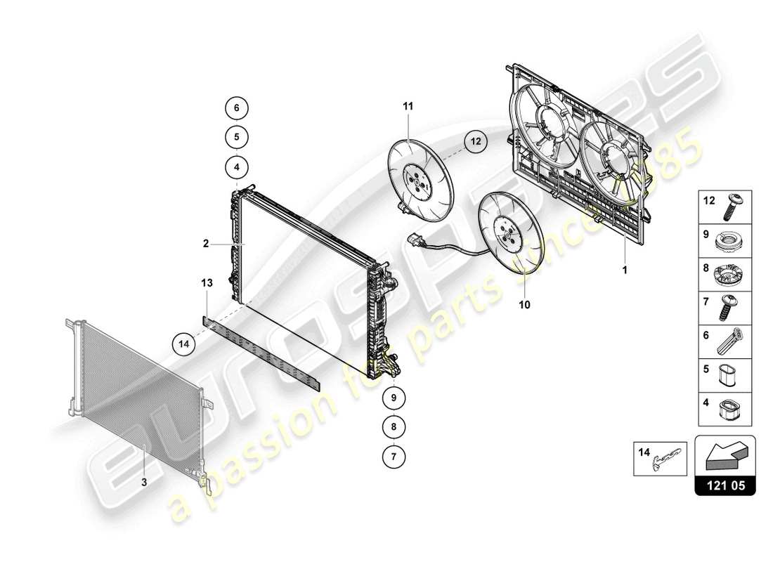 lamborghini urus (2021) ventilateur de radiateur schéma des pièces