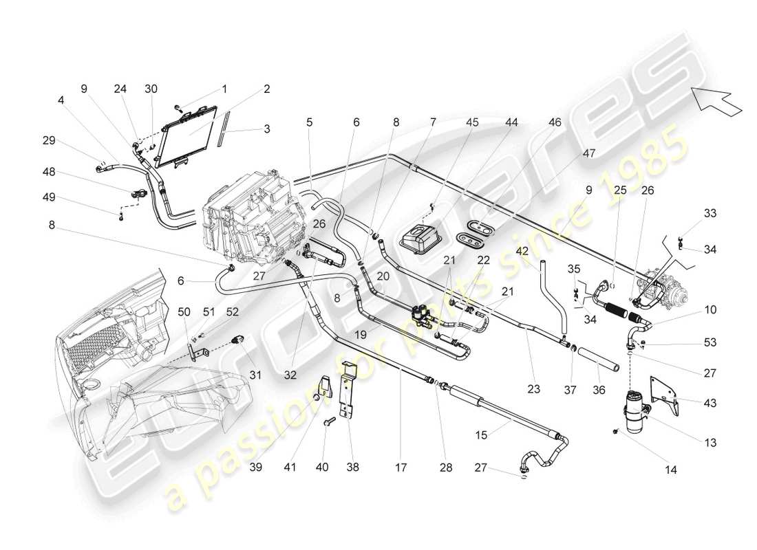 lamborghini gallardo spyder (2008) diagramme des pièces du condenseur de climatisation