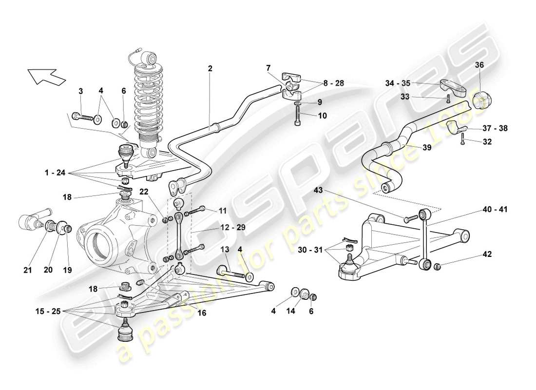 lamborghini lp640 coupe (2007) wishbone schéma des pièces