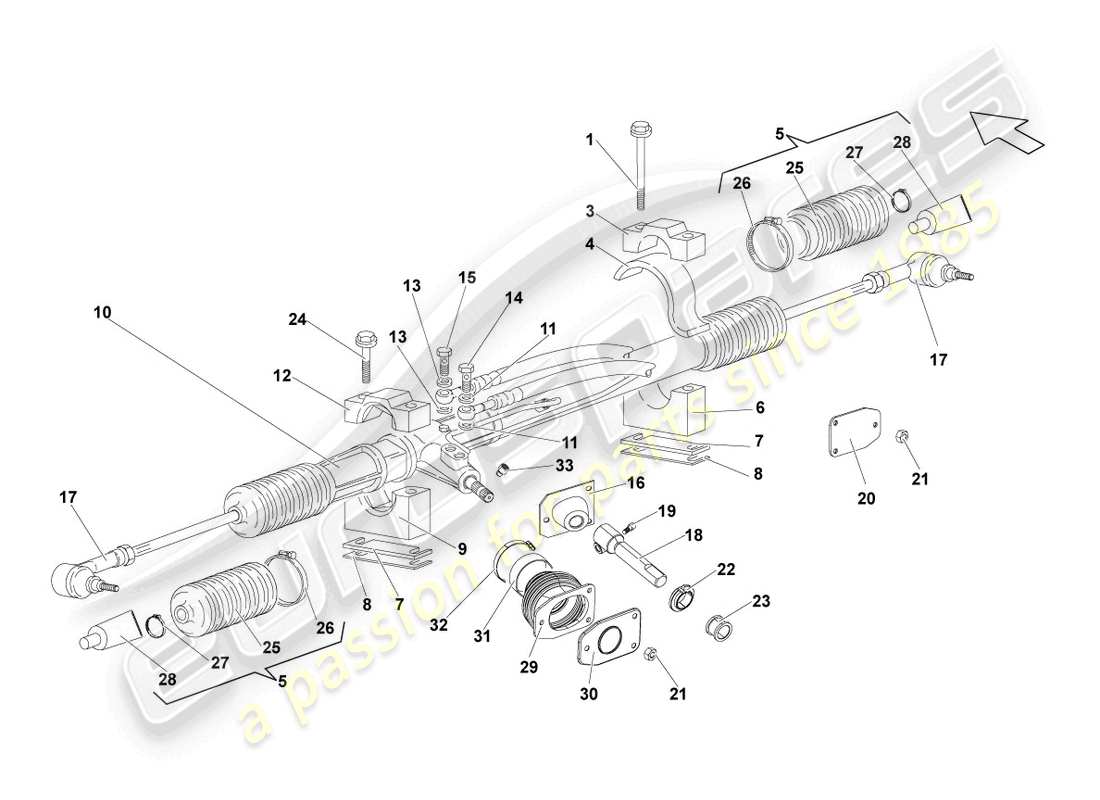 lamborghini gallardo spyder (2008) mécanisme de direction schéma des pièces
