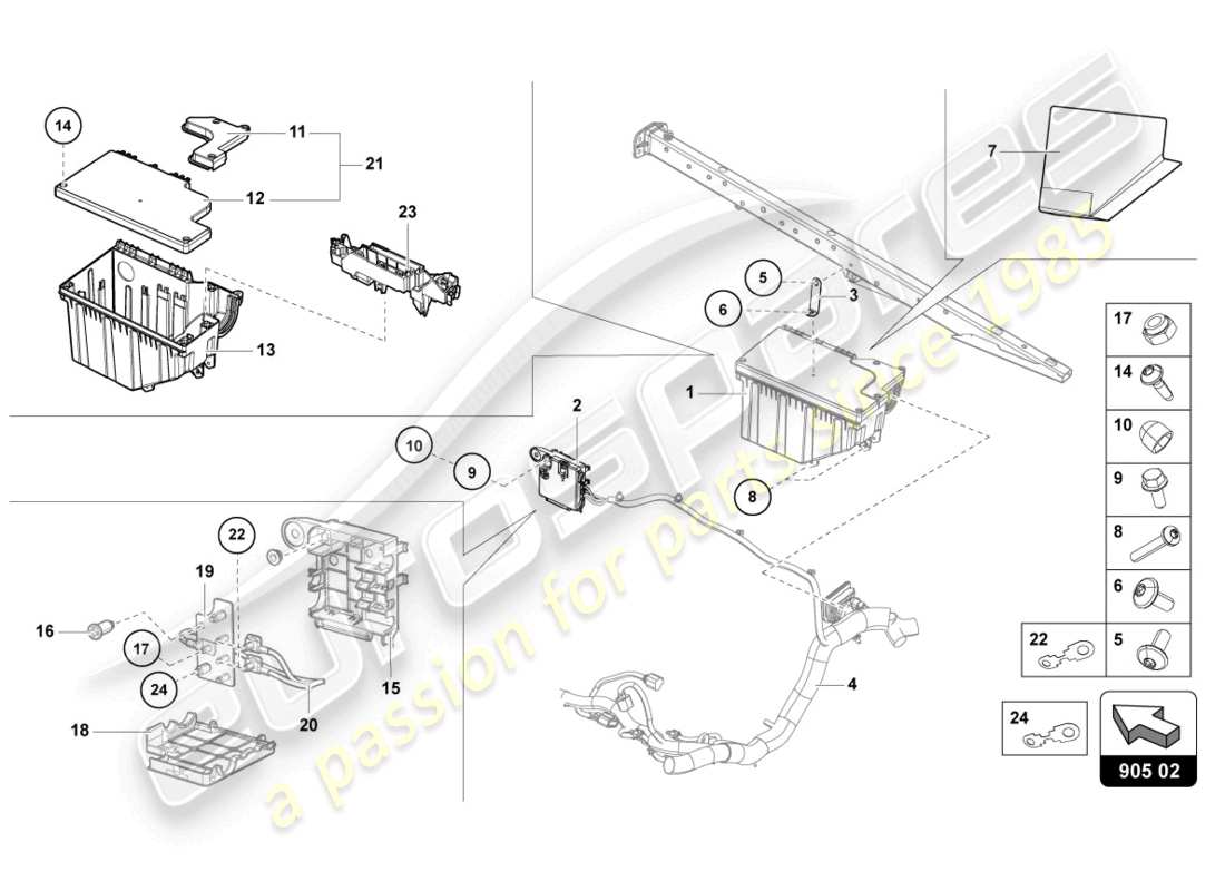 lamborghini ultimae (2022) électricité centrale schéma des pièces