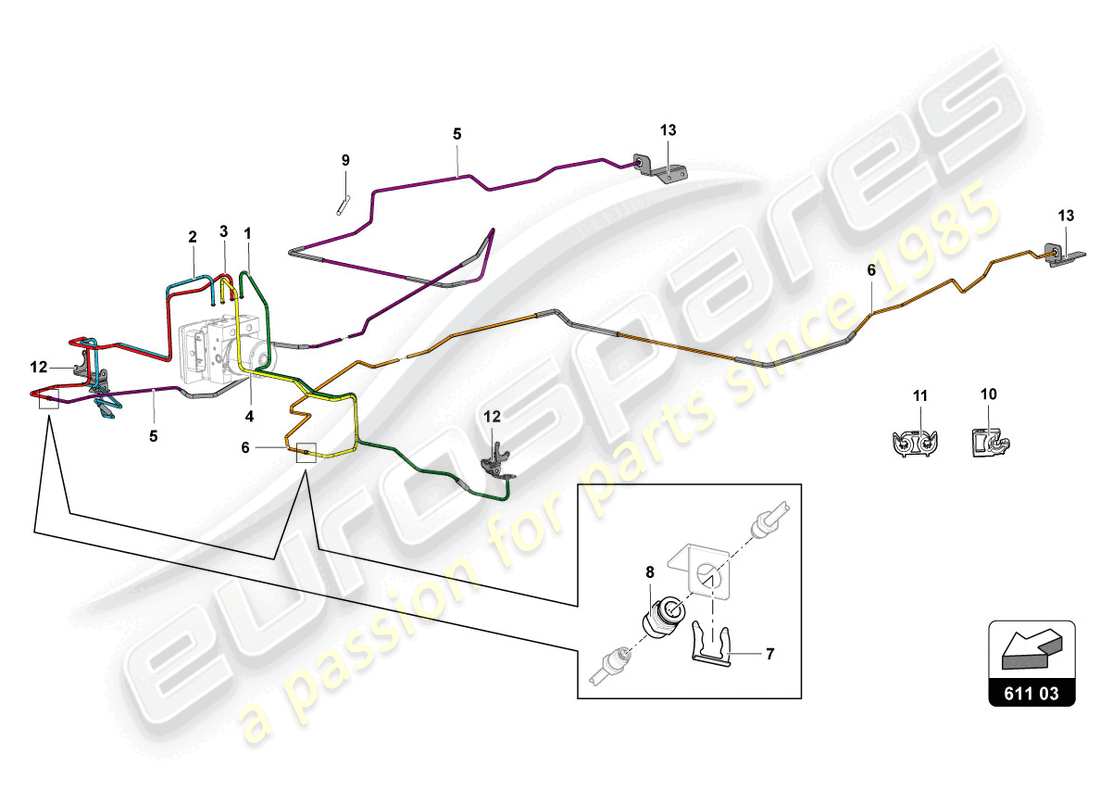 lamborghini lp770-4 svj roadster (2022) servo de frein, tuyaux et système de vide schéma des pièces