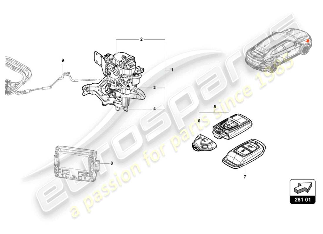 lamborghini urus (2019) chauffage auxiliaire pour circuit de refroidissement schéma des pièces
