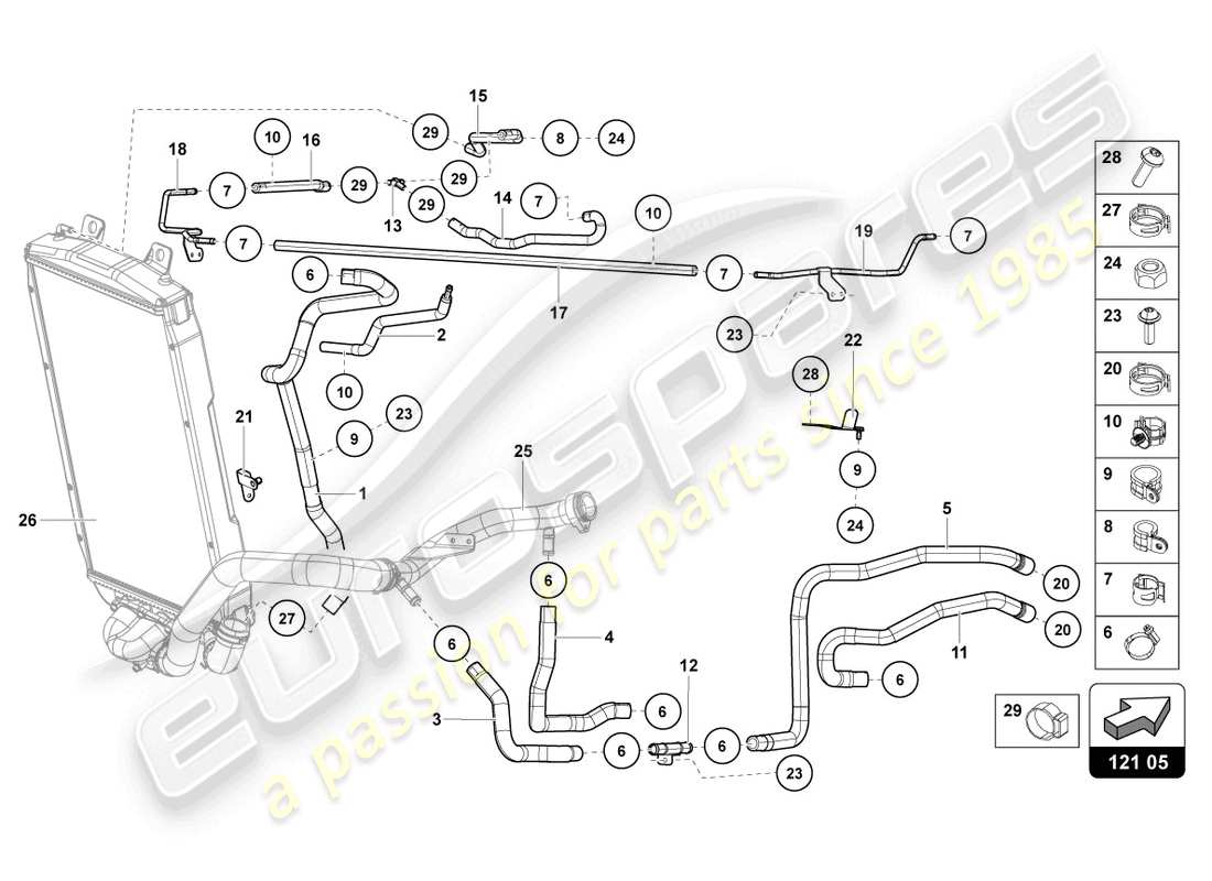 lamborghini countach lpi 800-4 (2022) système de refroidissement schéma des pièces