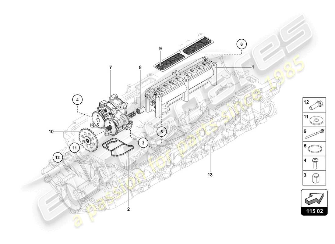 lamborghini countach lpi 800-4 (2022) pompe à huile schéma des pièces