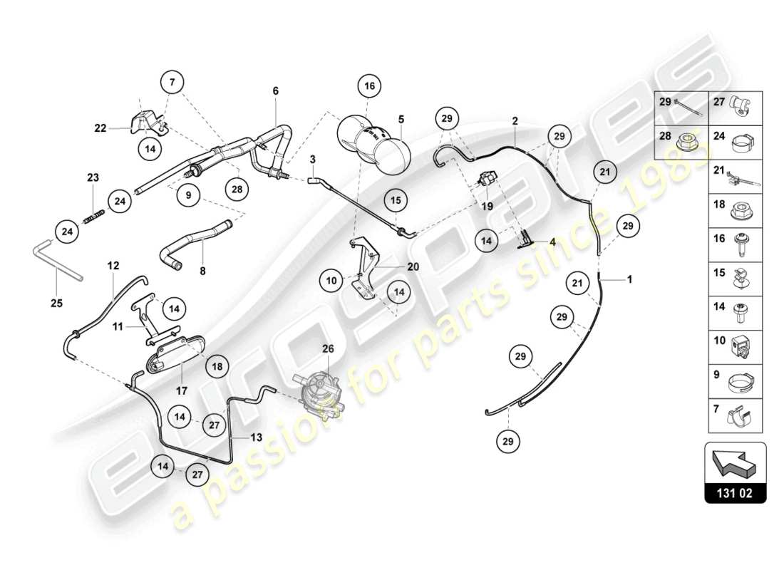 lamborghini lp770-4 svj roadster (2022) schéma des pièces du système de vide