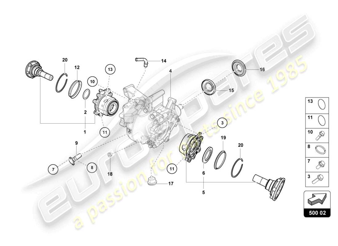 lamborghini countach lpi 800-4 (2022) boîtier pour différentiel arrière schéma des pièces