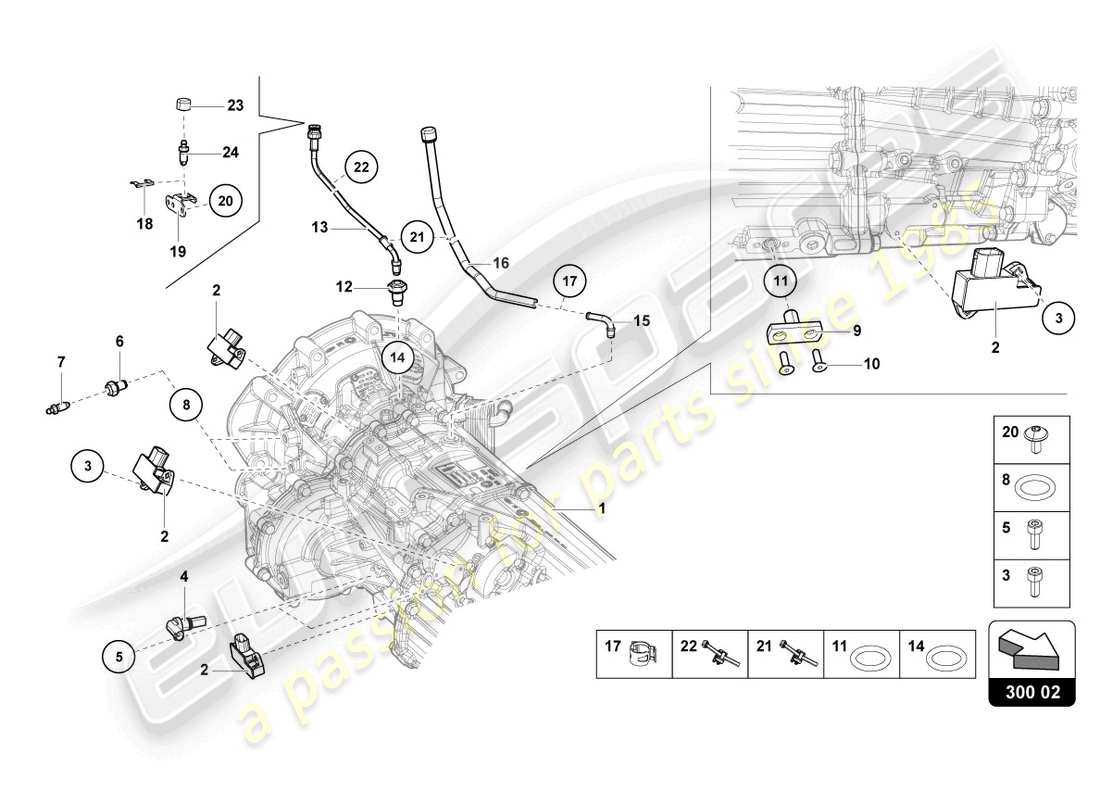 lamborghini lp770-4 svj roadster (2022) diagramme des pièces des capteurs