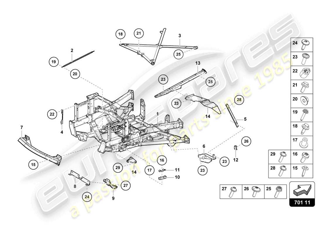 lamborghini sian roadster (2021) cadre de garniture partie arrière schéma des pièces
