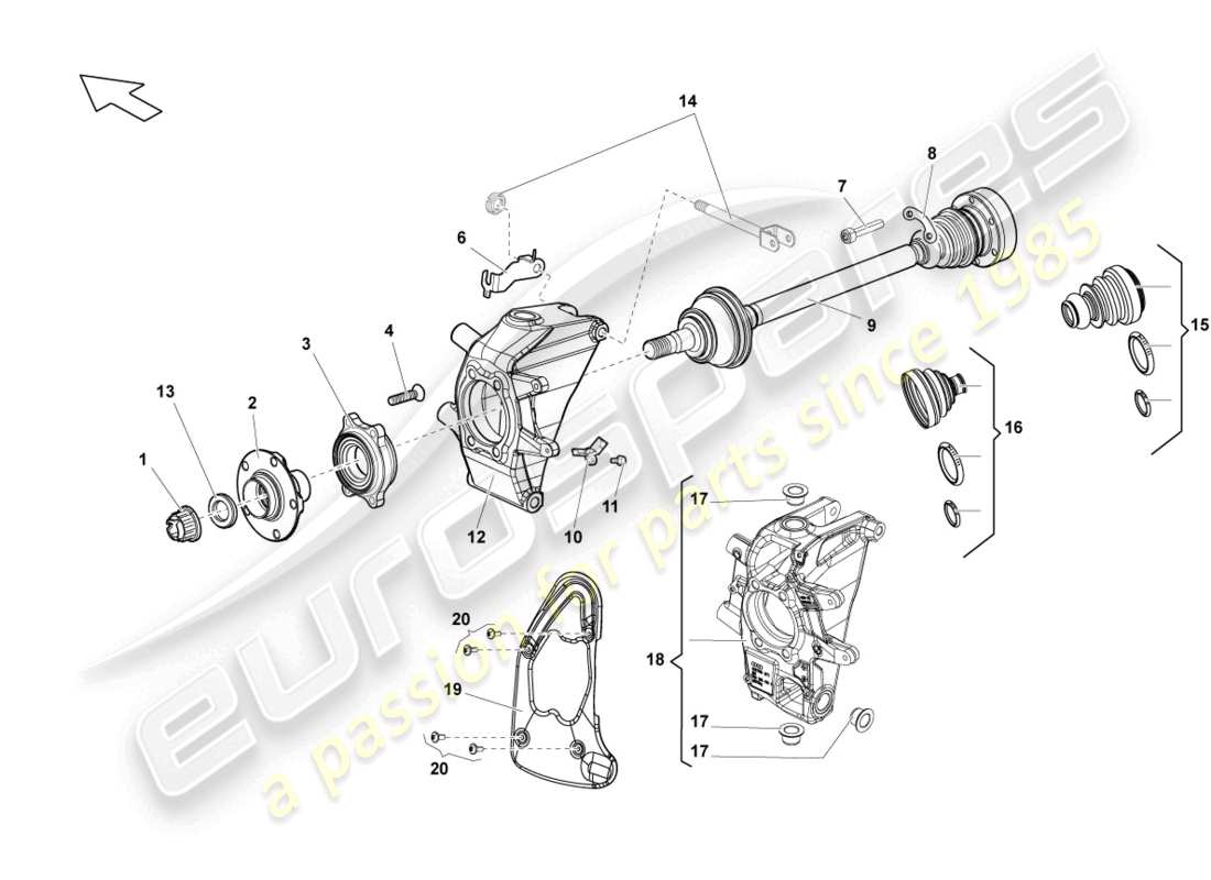 lamborghini lp570-4 sl (2012) arbre de transmission arrière schéma des pièces