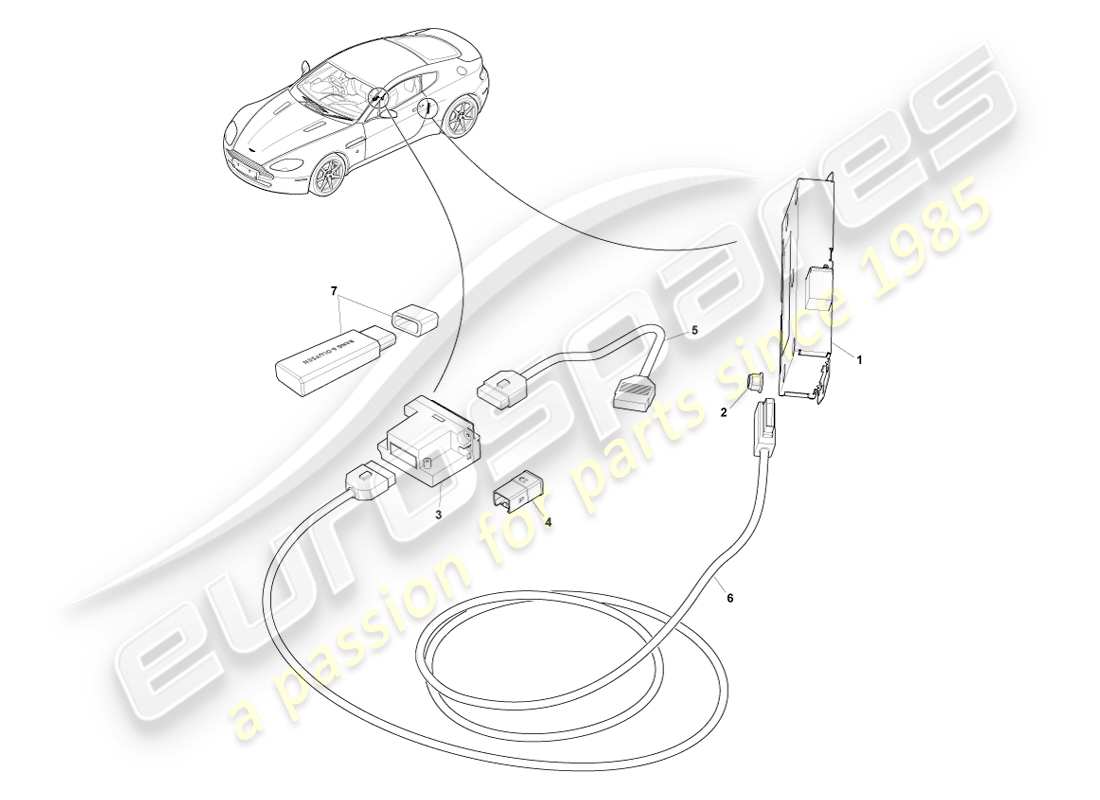 aston martin v8 vantage (2007) mp3 diagramme des composants multimédias