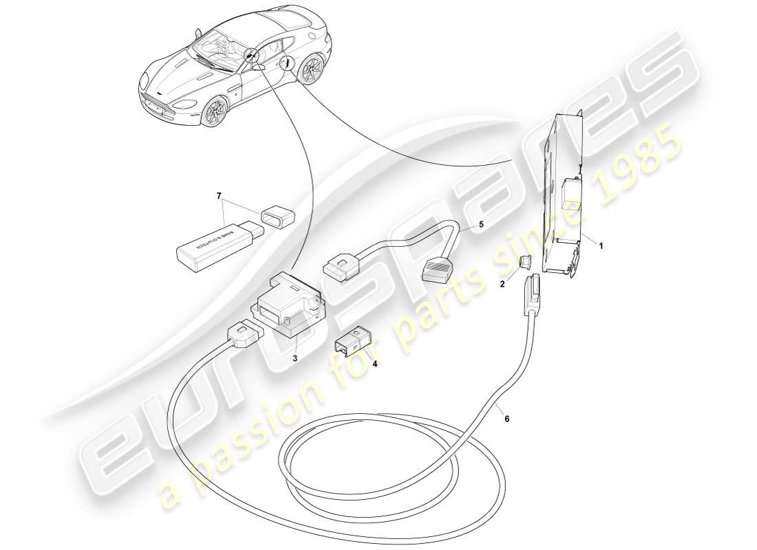 aston martin v8 vantage (2005) mp3 diagramme des composants multimédias