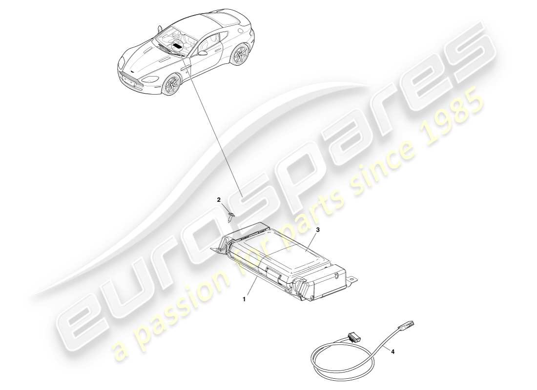 aston martin v8 vantage (2005) diagramme de pièce d'affichage de navigation