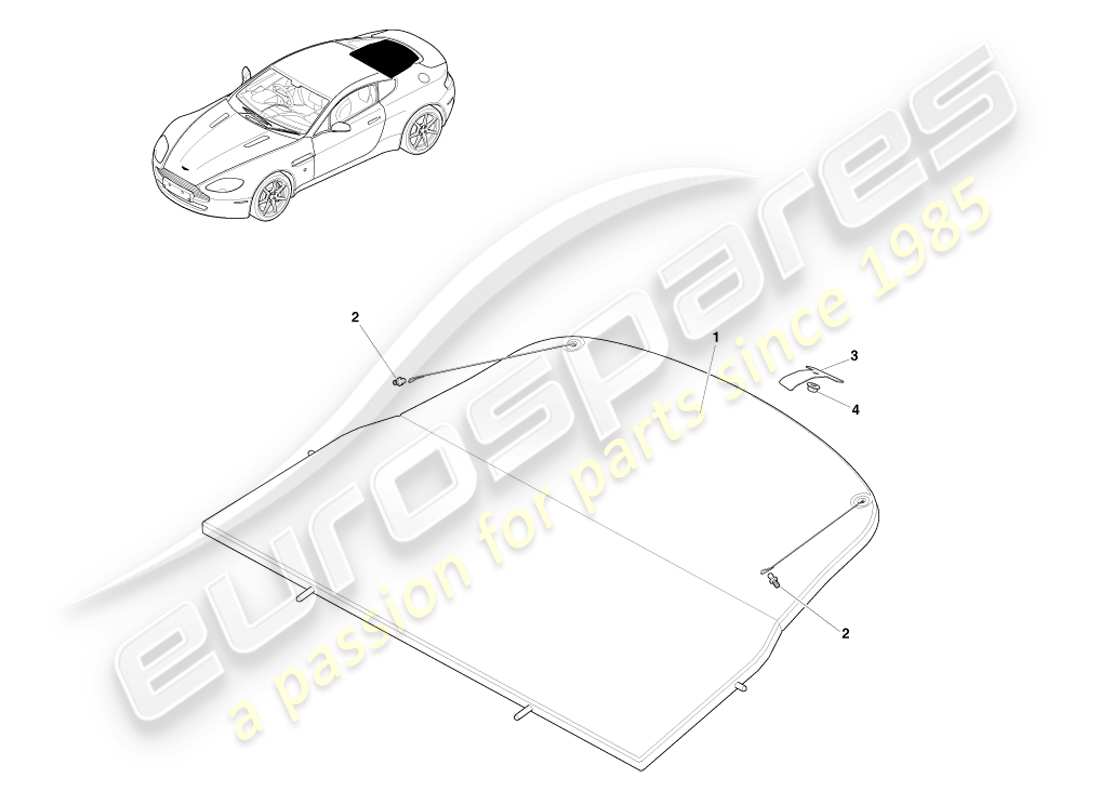 aston martin v8 vantage (2007) schéma des pièces d'assemblage du plateau d'emballage
