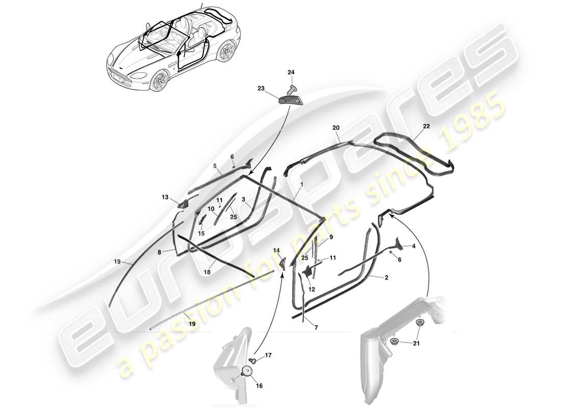 aston martin v8 vantage (2005) coupe-froid dynamique, diagramme de pièce roadster