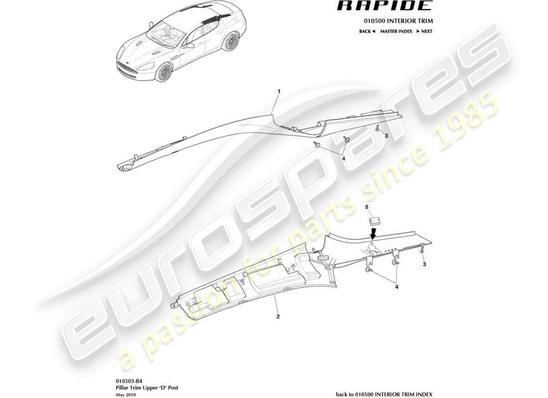 aston martin rapide (2013) garniture du pilier d schéma des pièces