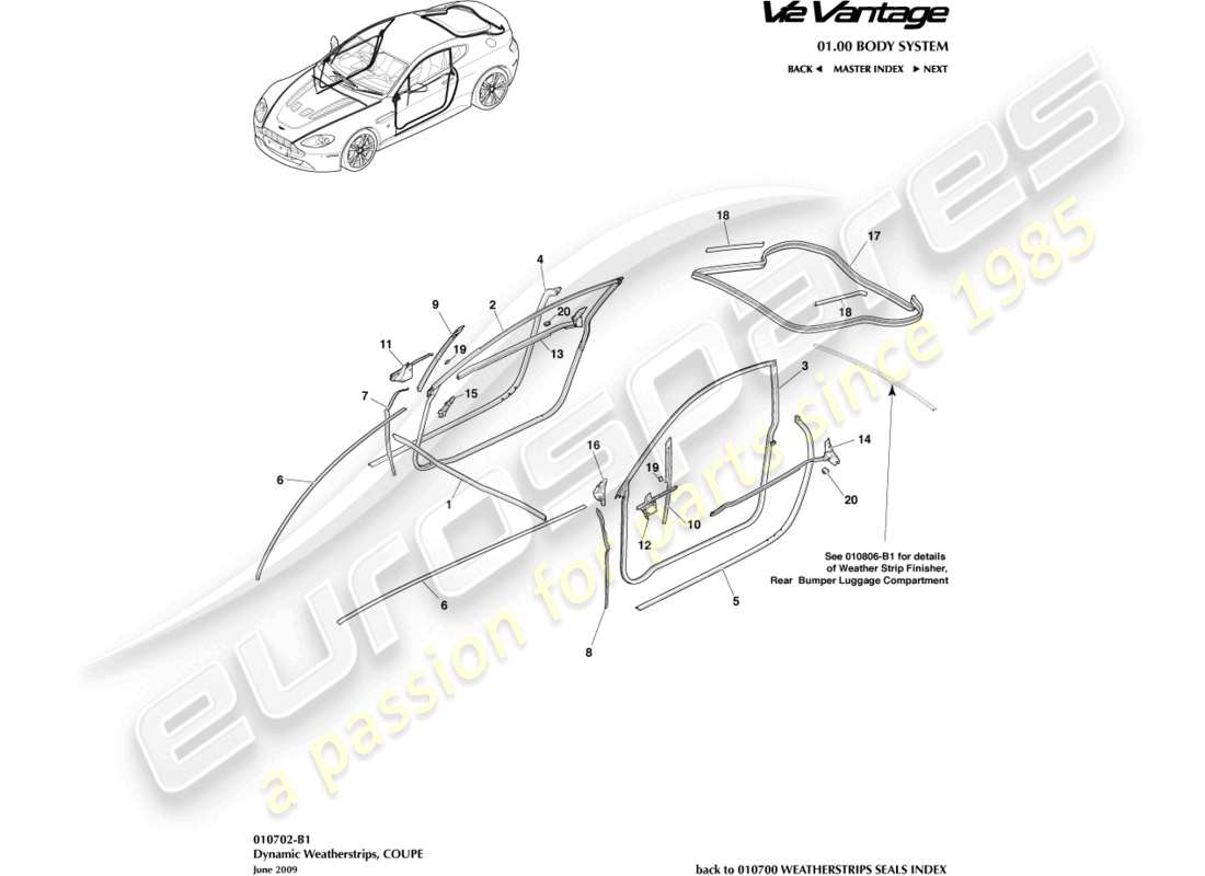 aston martin v12 vantage (2013) coupe-froid dynamique, diagramme de pièce du coupé