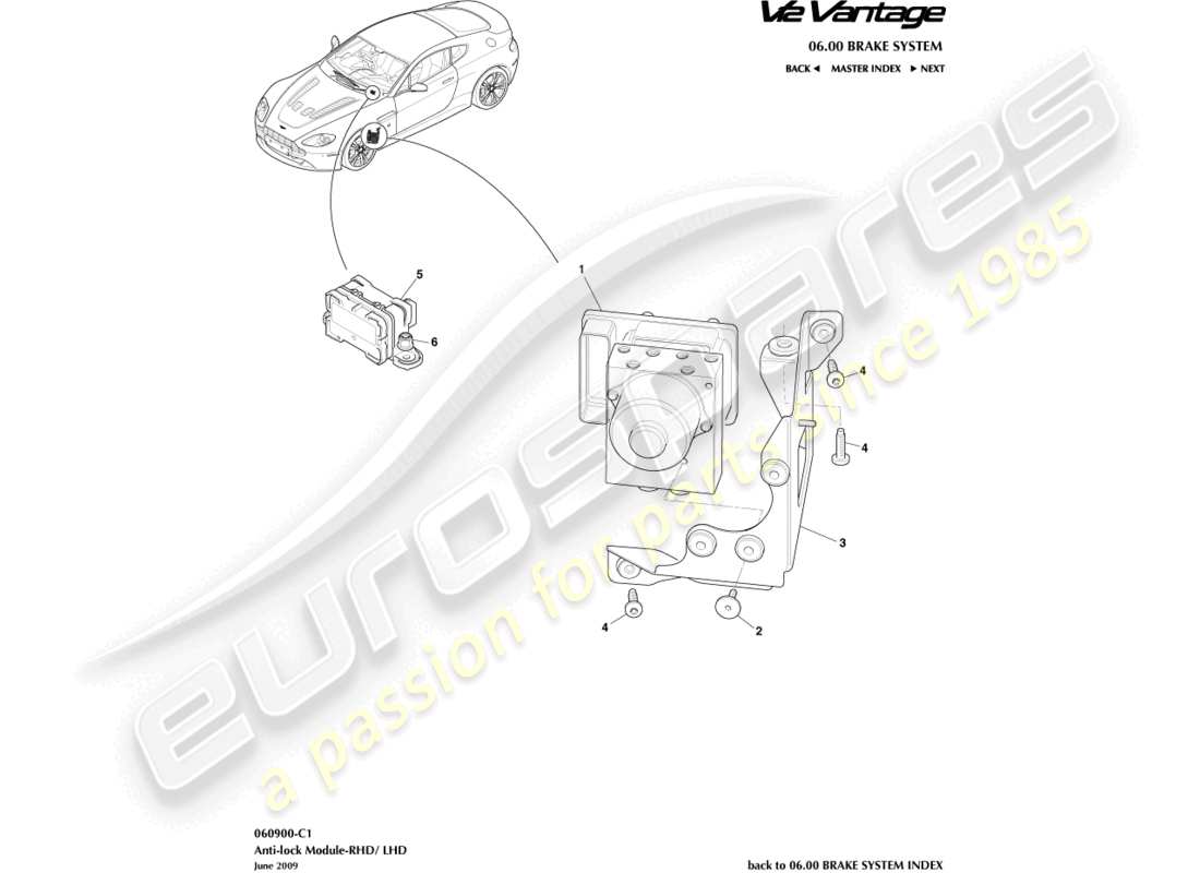 aston martin v12 vantage (2010) schéma des pièces du module antiblocage