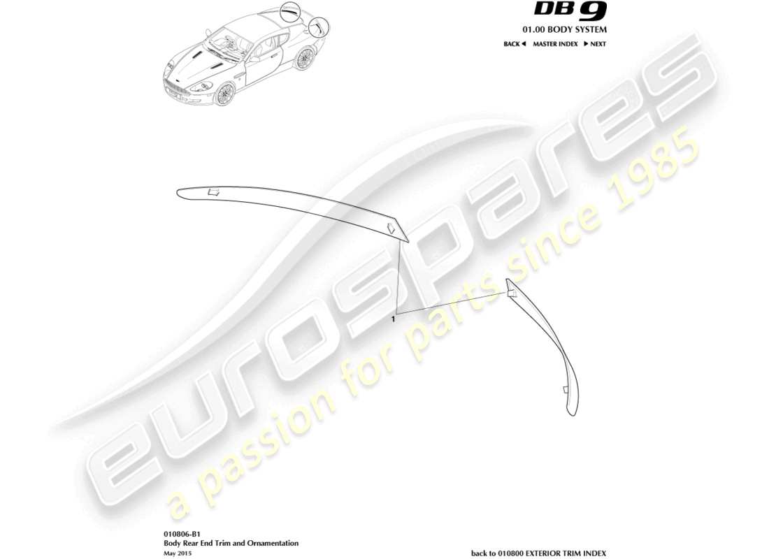 aston martin db9 (2005) garniture arrière de carrosserie schéma des pièces